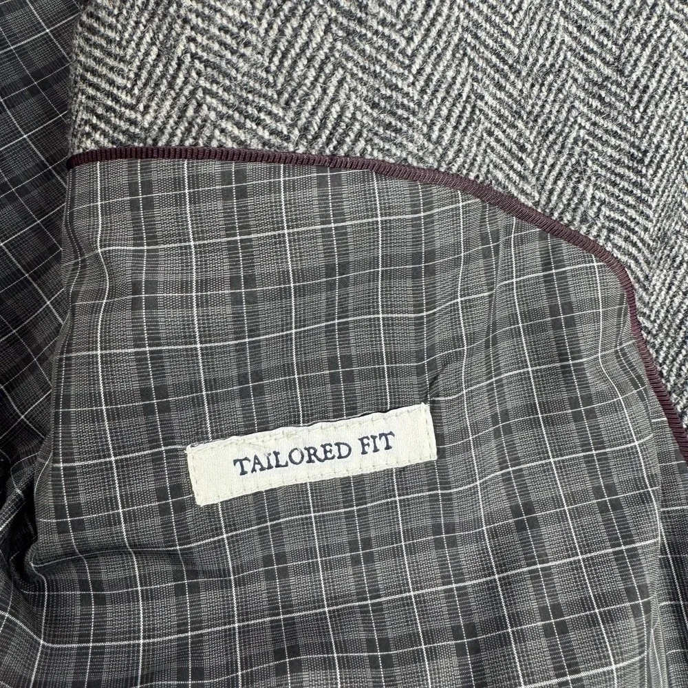 Jos‎ A Bank 1905 Blazer Mens 44 Short Gray Herringbone Wool Sport Coat Jacket